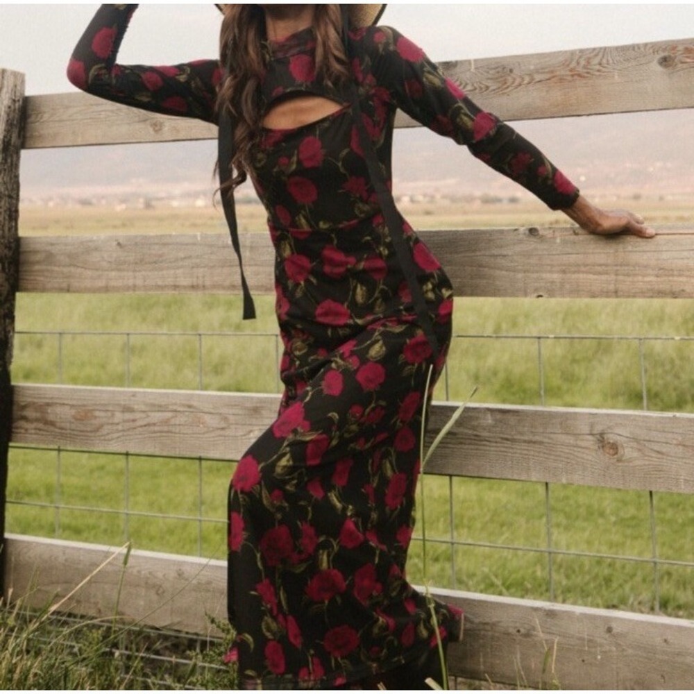 Ivy‎ City Co NWT Women's Size S Victoria Romantic Long Sleeve Cut Out Maxi Dress